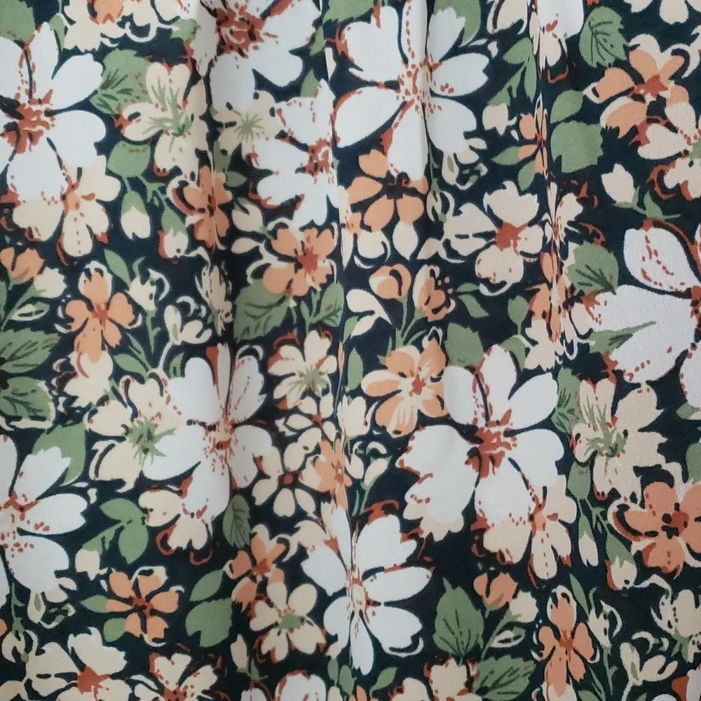 Allegra K Floral 3/4 Bell Sleeves Smocked Belted Flare Ruffle Dress Size S - Picture 16 of 16